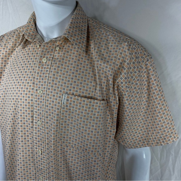 Chaps RL Men’s Orange & Gray Geo Print Short Sleeve Button Down - Picture 2 of 7